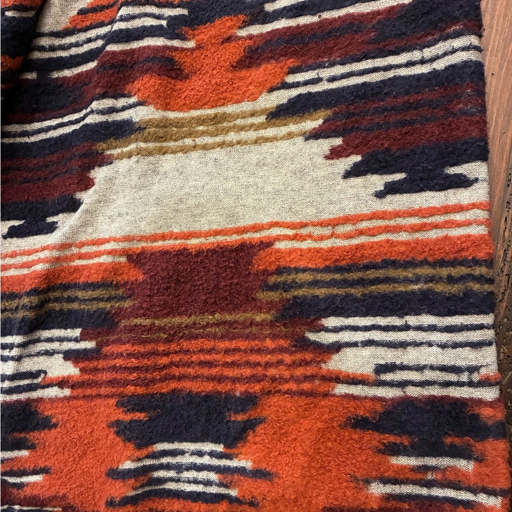 Lucky Brand Cardigan Sweater Women's Large Rust Southwest Style Open Front Cozy - Picture 4 of 4